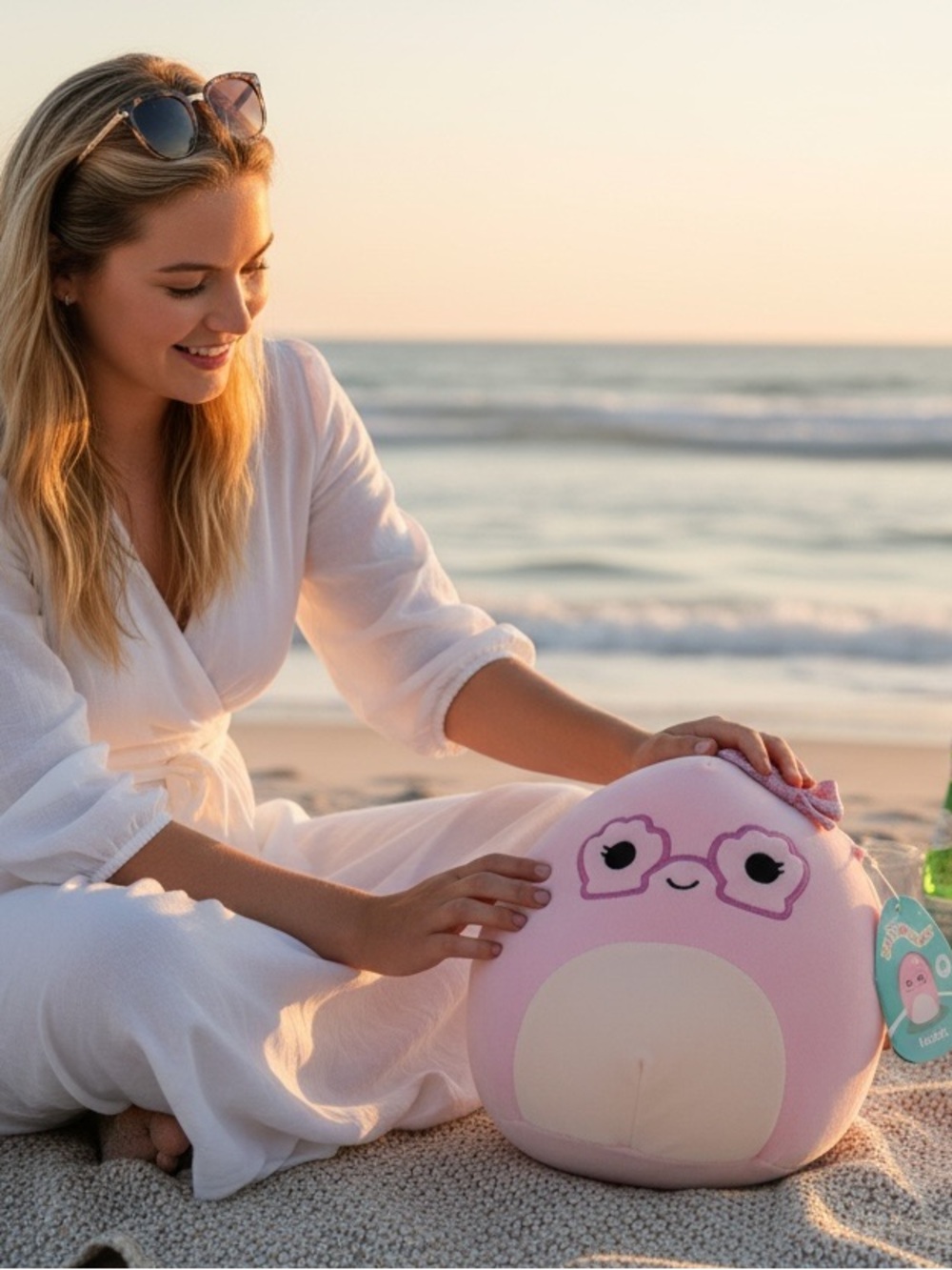 Pink Squishmallow Plush with Shell Glasses Marlee the Clam